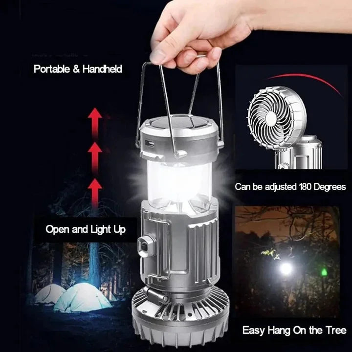 PEXA™ Multifunctional Camping Light With Fan and Solar Power Bank